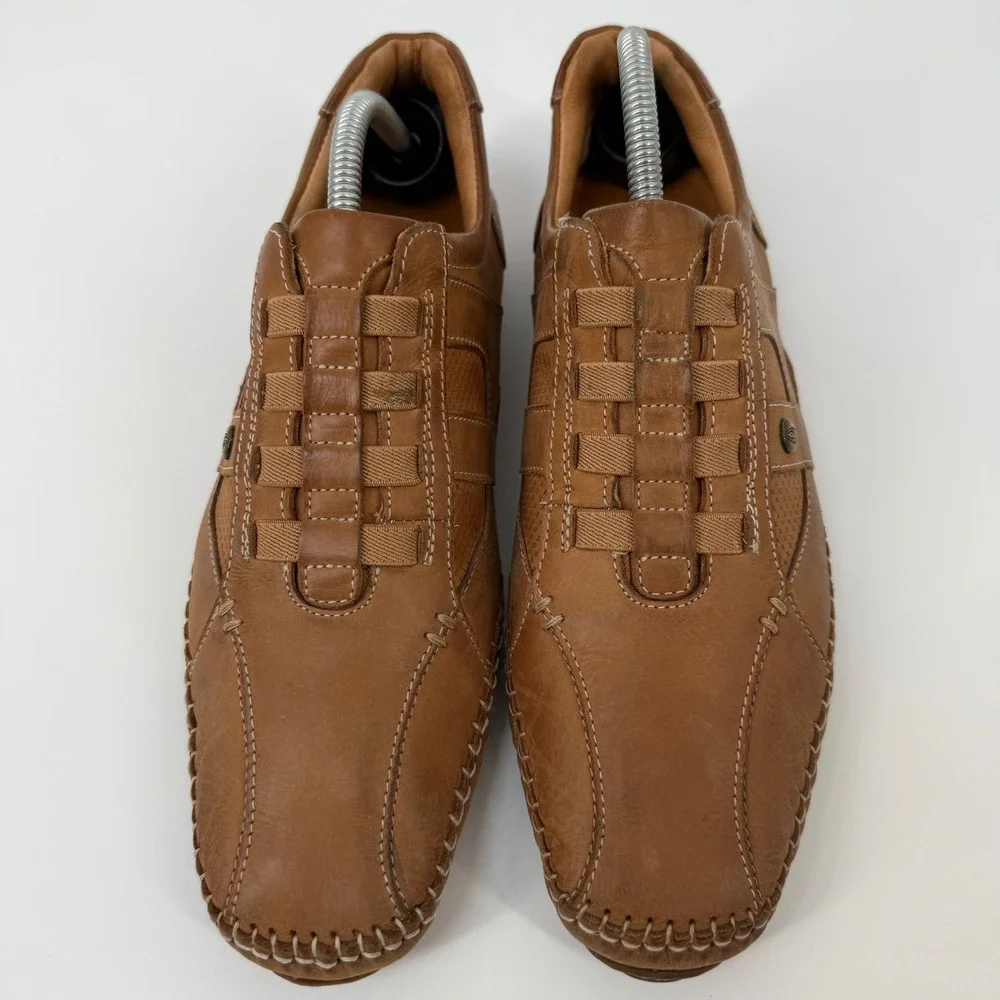 Hush Puppies Mens Tan Leather Slip‎ On Driving Moccasin Loafer Shoes Size 8